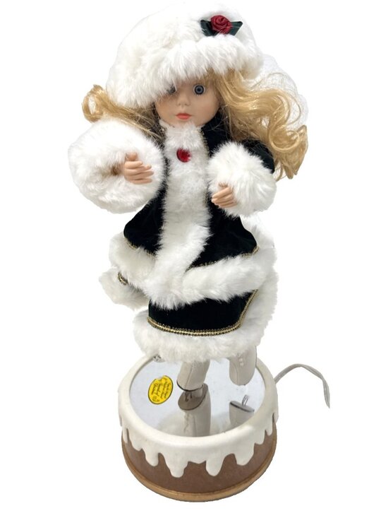 Sounds of Christmas Other - Sounds of Christmas Music Ice Skating Doll on Platform Plays Music 19"